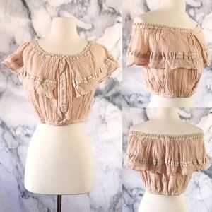 ✨HP✨ Jen’s Pirate Booty Flame Lily Crop Gauze Top